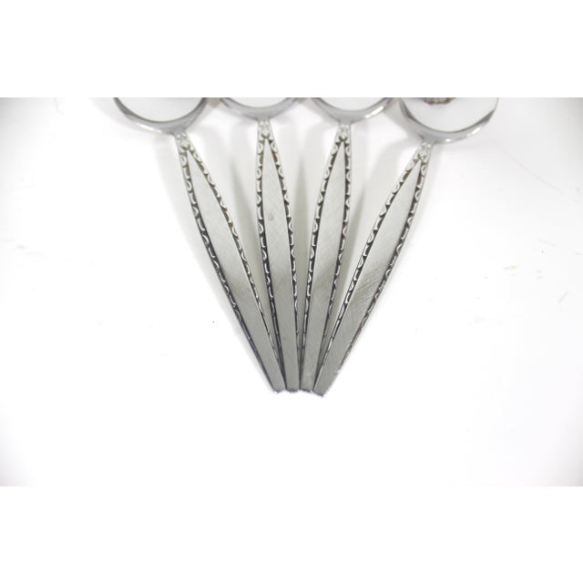 1960’s Venetia Oval Soup Spoon Mid Century Modern 4 Stainless Steel Oneida Community For Sale - Image 6 of 6