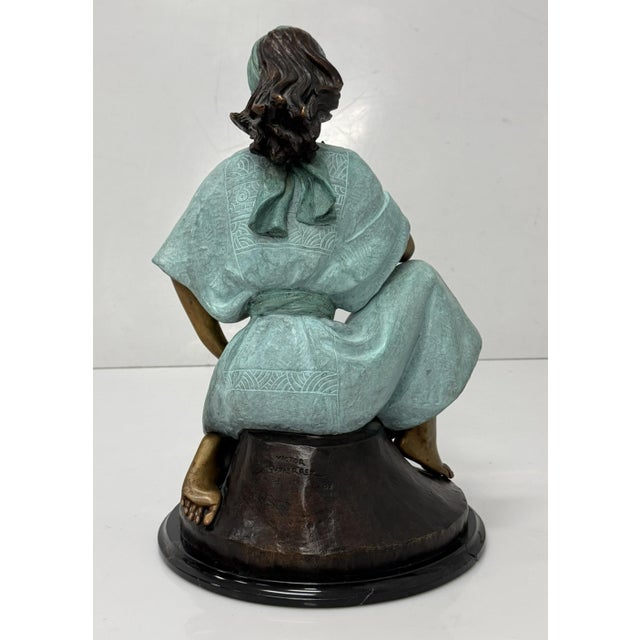 1980s Victor Gutierrez Bronze "Mujer Sentada" Artist Proof Sculpture, 1989 For Sale - Image 5 of 18