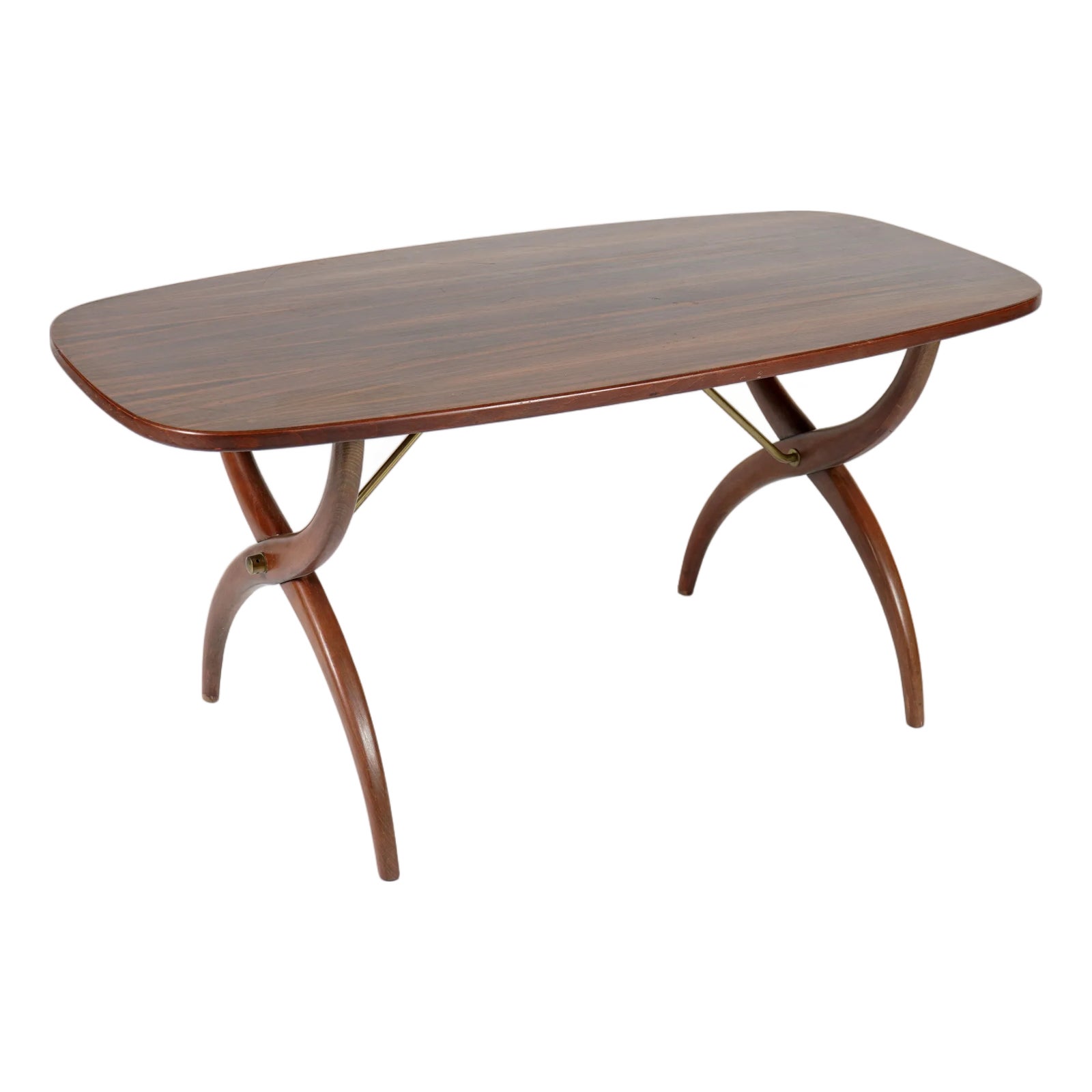 Mid 20th Century Modern Mahogany & Brass Coffee Table Designed by Yngve ...