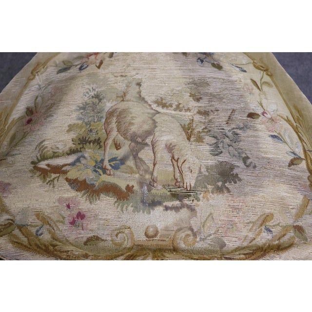 French Louis XVI Giltwood Five Piece Salon Parlor Set With Aubusson C. 1890s For Sale - Image 12 of 17