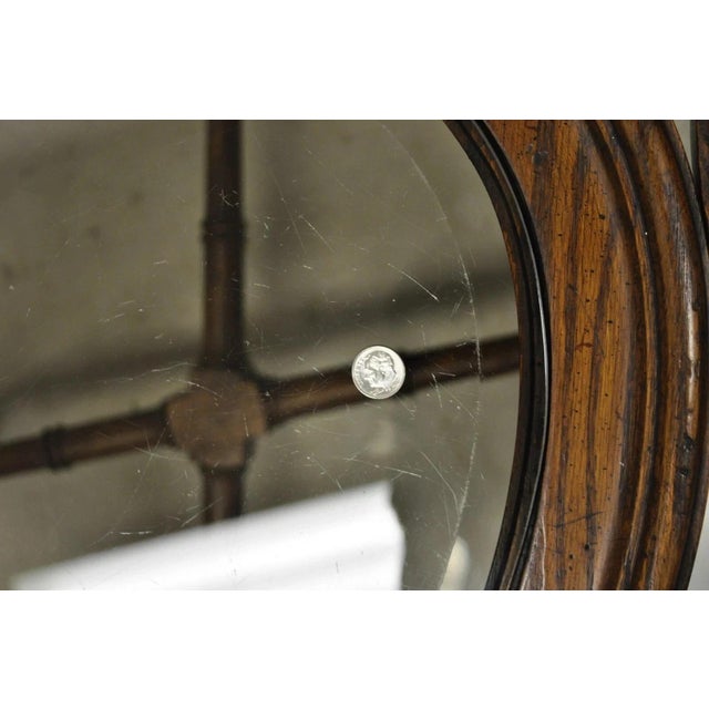 Brown Vintage Chinese Chippendale Faux Bamboo Oval Small Glass Top Side End Table Pair For Sale - Image 8 of 11