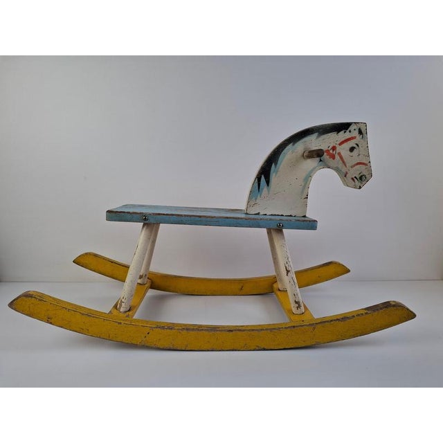Mid-Century Hand-Painted Wooden Rocking Horse, Czechoslovakia, 1960s For Sale - Image 15 of 16