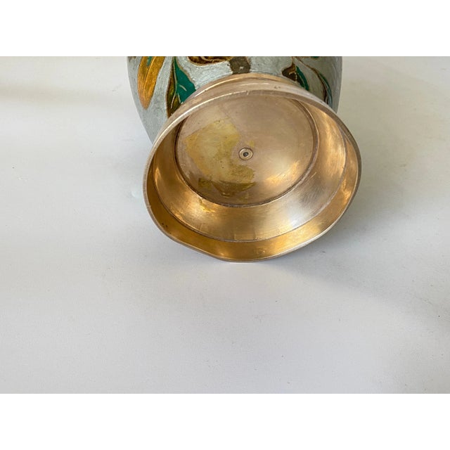 20th Century Art Deco Cloisoné Vase with Colored Flowers Pattern, France, 1940s For Sale - Image 3 of 10