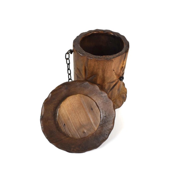 Early 20th Century Early 20th Century Hand Carved Solid Wood Medieval Style Lidded Tobacco Box Made in Spain For Sale - Image 5 of 12