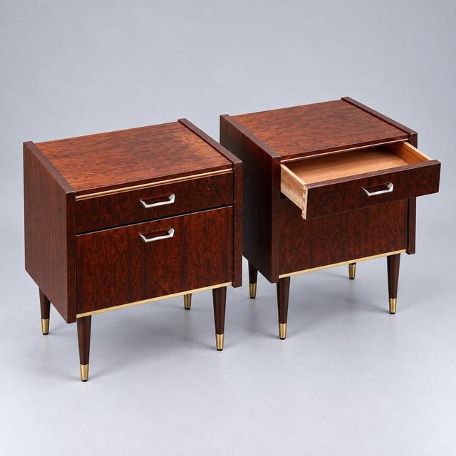 Vintage Nightstands with Brass Details, Set of 2 For Sale - Image 6 of 8