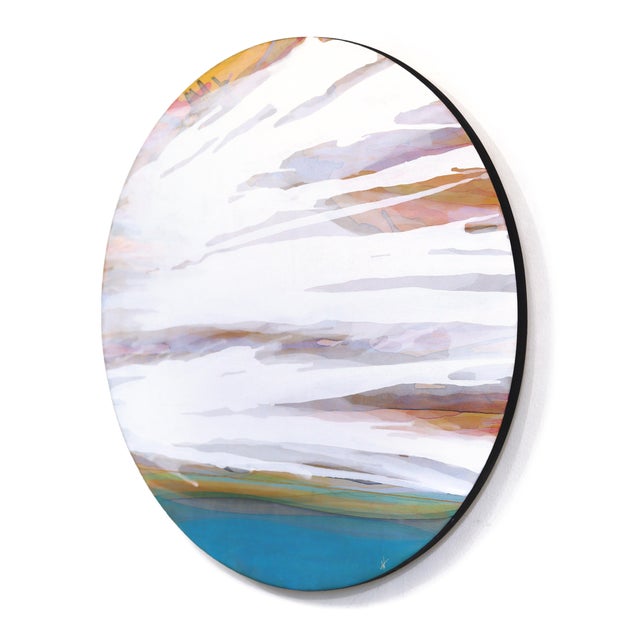 Contemporary Windswept - Original Serene Abstract Skyscape Acrylic and Gold Leaf Painting For Sale - Image 3 of 9