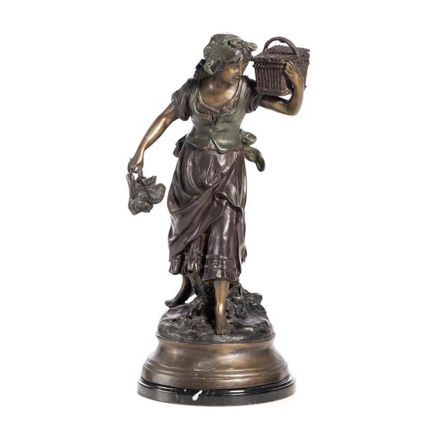 Auguste Moreau, Female Figure, Bronze on Marble Base For Sale - Image 6 of 6