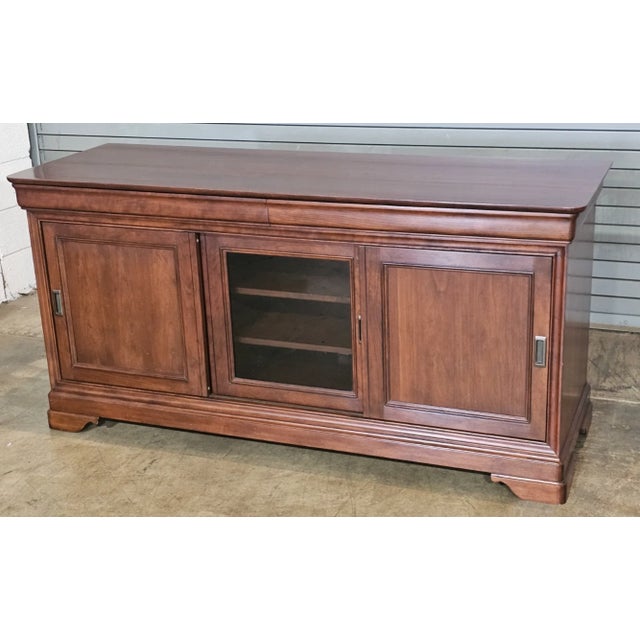 Stickley Early 21st Century Stickley Arts and Craft Style Cherry Console Table 60" Entertainment Stand For Sale - Image 4 of 13