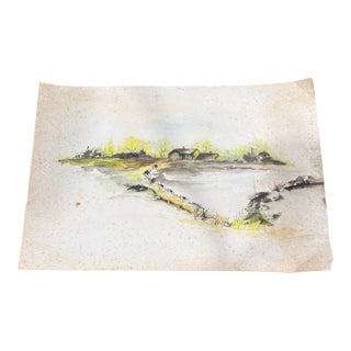 Watercolor/ Pastel 1950s Loose Signed From Italy For Sale