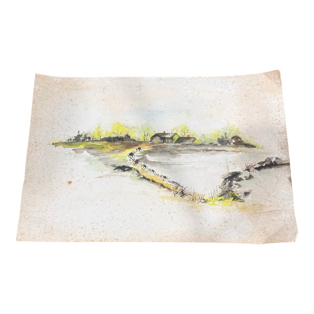 Watercolor/ Pastel 1950s Loose Signed From Italy For Sale