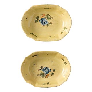 Faience Yellow Floral Dishes from Moustiers, 1700s, Set of 2 For Sale