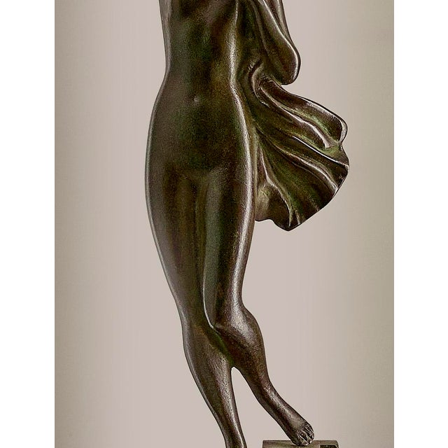 Pierre Le Faguays, Nude Woman with a Dove, 1930, Bronze & Marble For Sale - Image 3 of 10