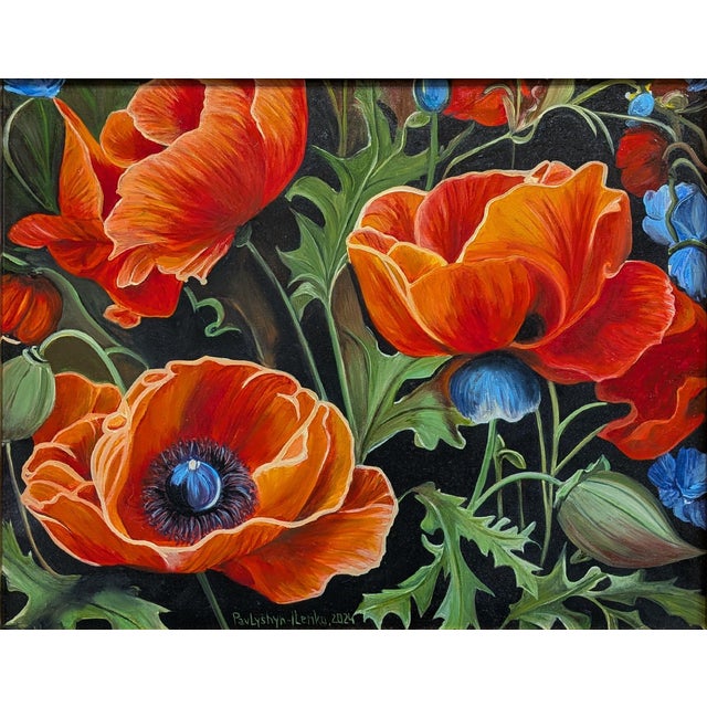 Zoriana Pavlyshyn Original Oil Painting “Poppies” – Renaissance Still Life For Sale - Image 6 of 11