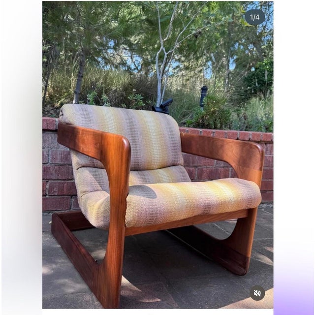 Wood 1970s Lou Hodges Walnut Lounge Chair For Sale - Image 7 of 9