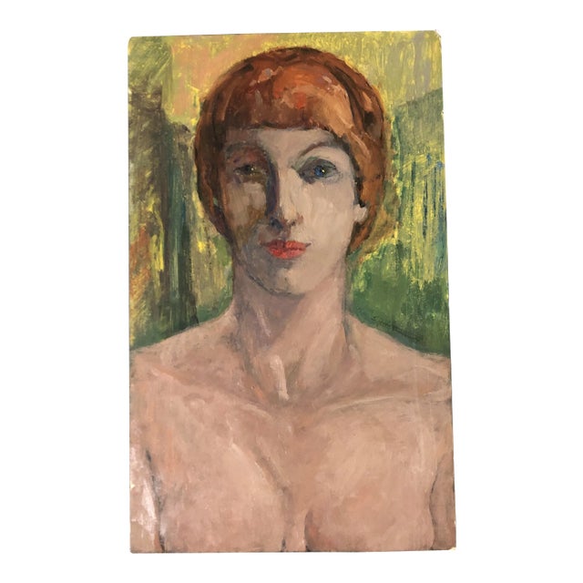 Original Vintage E.J.Hartmann Modernist Female Portrait Painting For Sale
