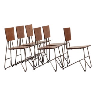 Set of 6 Vintage Chipotle Composite and Steel Dining Chairs – Attributed to Steve Sauer | Bruce Gueswel For Sale