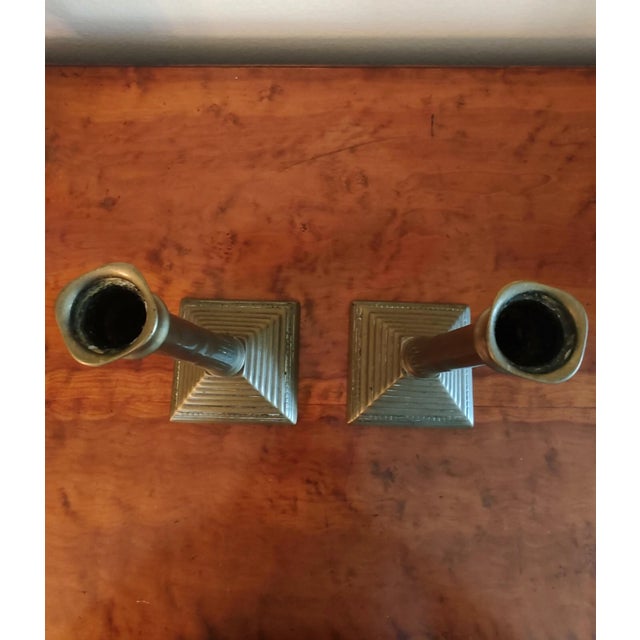 1800's Federal Bell Column Pyramid Beehive Pair of Candlesticks Holders For Sale - Image 10 of 11