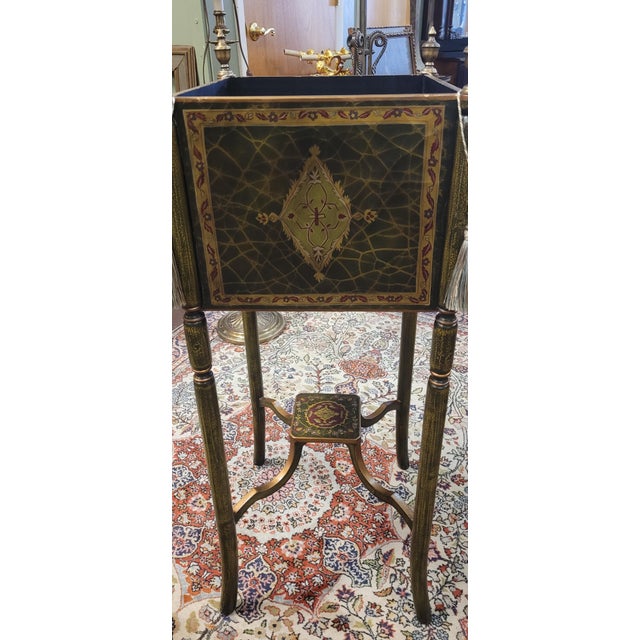 Wood Fine Castilian Crackle Painted Plant Stand For Sale - Image 7 of 11