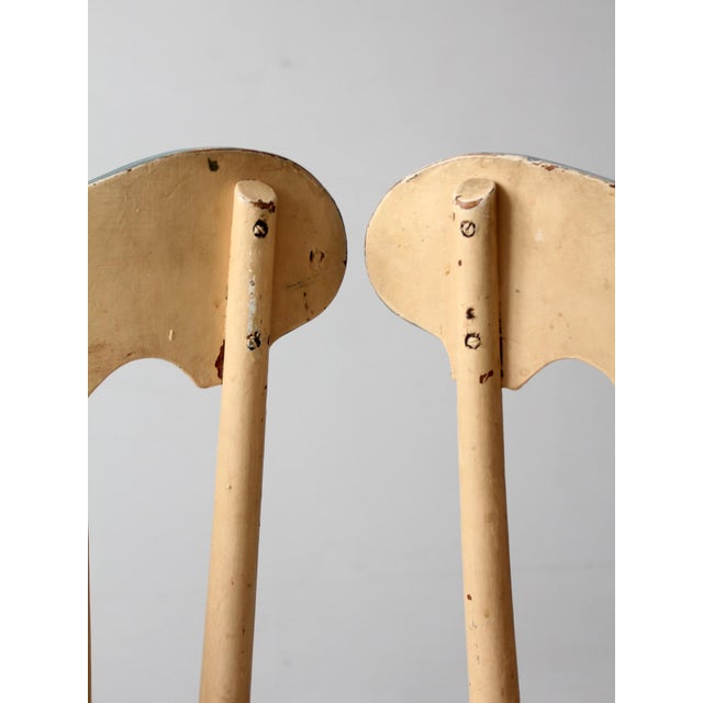 Antique Folk Art Painted Farmhouse Chairs Pair For Sale - Image 11 of 18