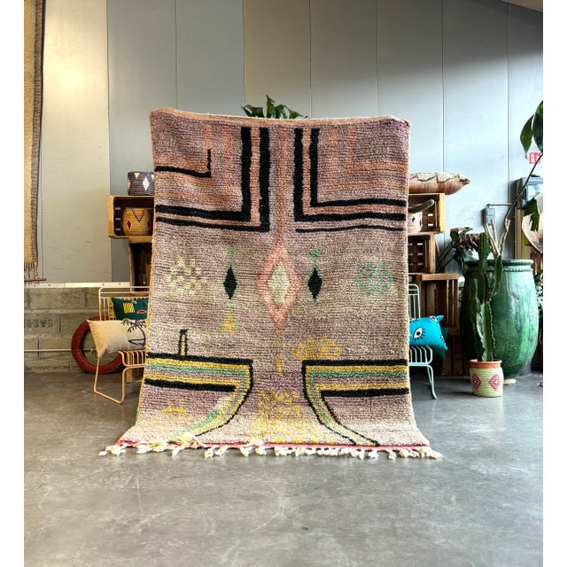 Vintage Boujad Berber Rug in Vibrant Purple Introduce a unique splash of color and tradition to your home with this...