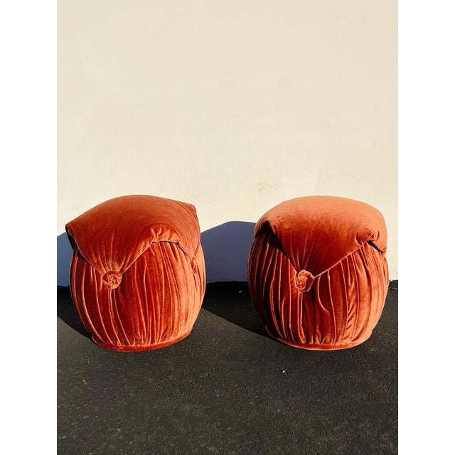 Introducing this pair of beautifully tufted tiered pouf footstool, a luxurious addition to your living space. Expertly...