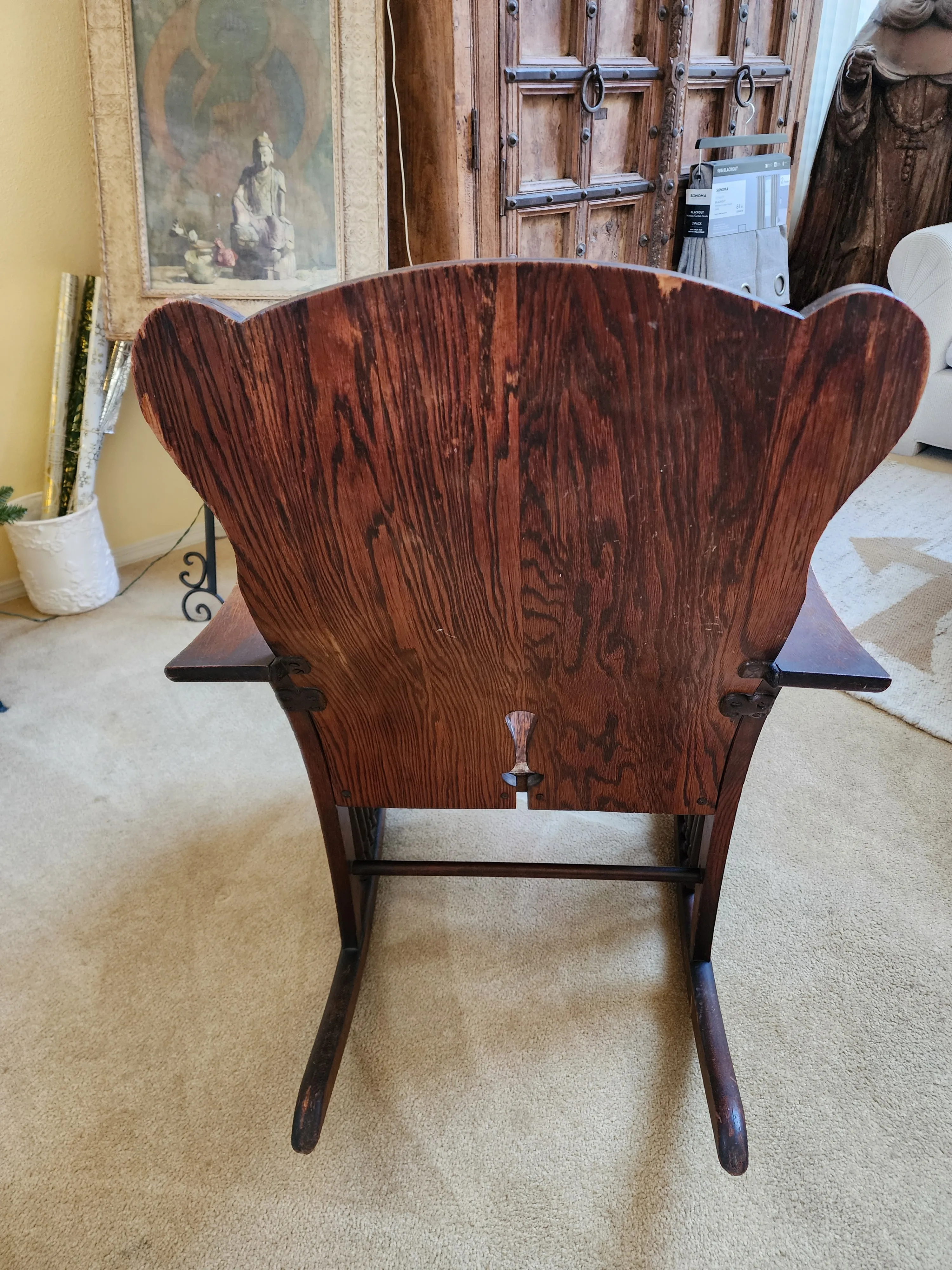 pika-p　天然木　手彫り椅子　アンティーク　1脚 Late 1800's Antique Oak Rocking Chair Made in New York by S K