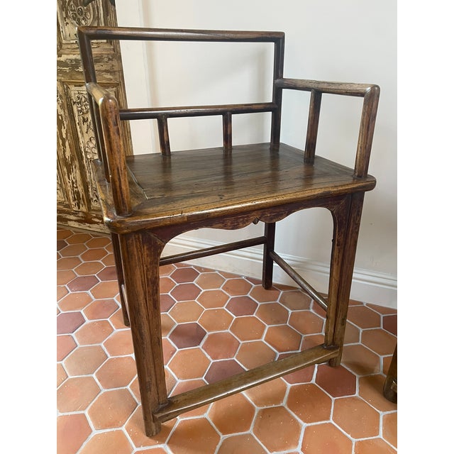 Early 20th Century Pair of Chinese Hardwood Low-Back Armchairs For Sale - Image 4 of 6