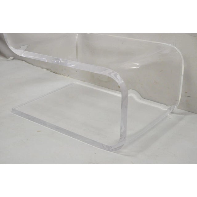Vintage Mid Century Modern Clear Lucite Sculptural "S" Form" 3 Tier Side Table For Sale - Image 9 of 11