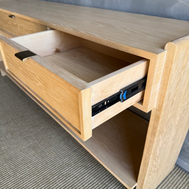 Ayer White Oak Console Table With Drawers and Brass Hardware For Sale In Los Angeles - Image 6 of 12