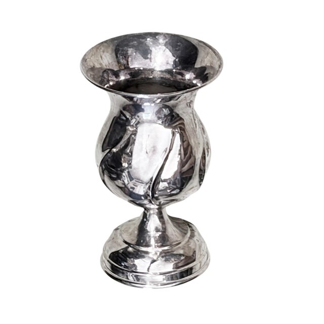 English Sheffield Plate Silver-Tone Goblet-Style Decorative Vase 6.25" H For Sale In New York - Image 6 of 6