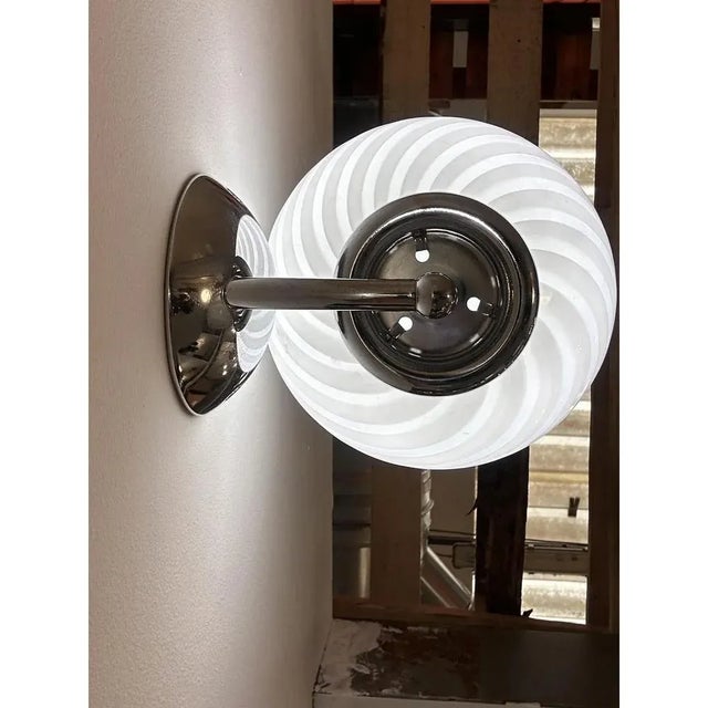 Milky-White Swirl Murano Glass Wall Sconce by Simoeng For Sale - Image 7 of 8