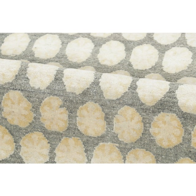 Contemporary Block Print Floral Natural Silk Rug by Rug & Kilim, India For Sale In New York - Image 6 of 9