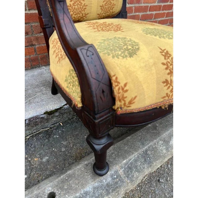 Antique Eastlake Victorian Renaissance Revival Open Armchair. 19th Century For Sale - Image 4 of 12
