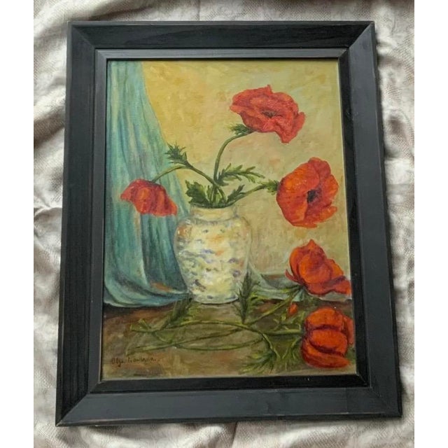 Oil on Board, Summer Poppies, Signed, French, c.1960 For Sale - Image 9 of 17