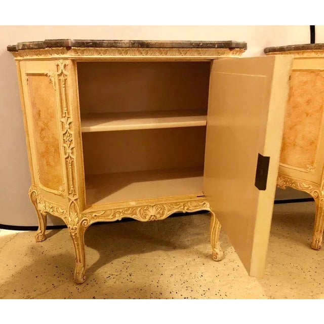 Hostetler Custom Faux Painted Marble Top Commodes, Chests or Nightstands - a Pair For Sale - Image 5 of 11