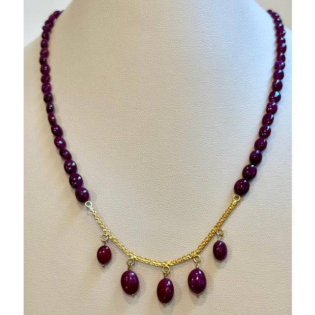 85 Ct Natural Ruby Bead Single Strand Necklace +Matching earrings in 22 K Gold For Sale - Image 18 of 18