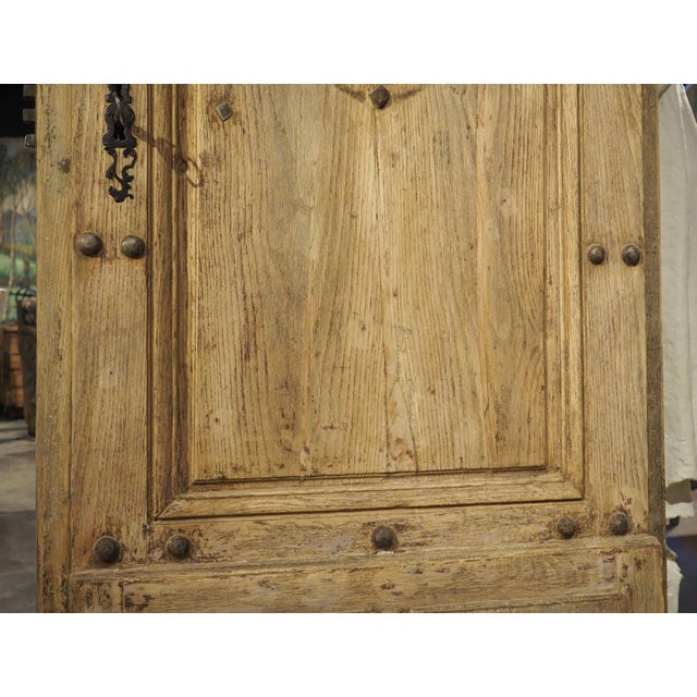 Wood Antique French Oak and Iron Studded Entry Door From Provence, 19th Century For Sale - Image 7 of 18