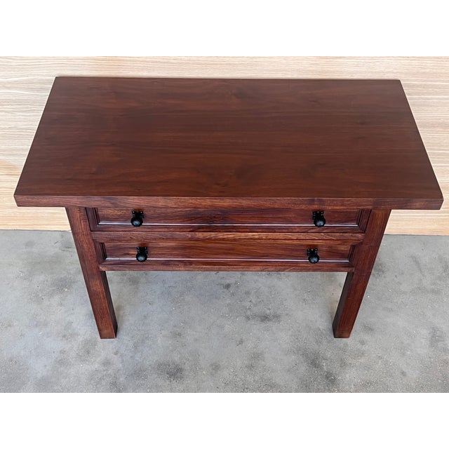 Late 19th Century Spanish Nightstand or Side Table with 2 Drawers and Iron Hardware, 1890s For Sale - Image 5 of 11