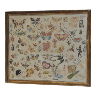 19th Century Whimsical Sampler c.1884 For Sale