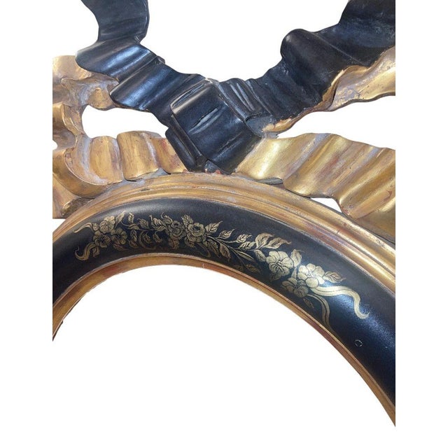 Wood Italian 20th C. Rococo Style Ebonized & Giltwood Mirror W/ Putti & Candle Arms For Sale - Image 7 of 8