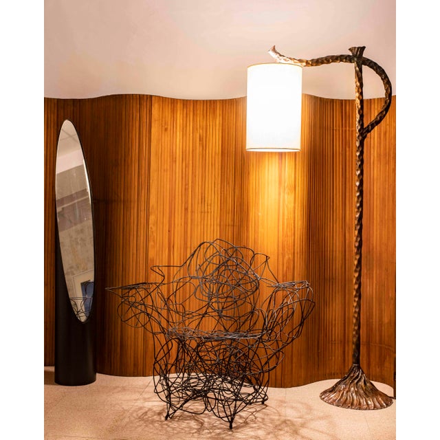 Brutalist Sculptural Floor Lamp in Patinated Copper by Olivier Julia, 1980s For Sale - Image 3 of 13