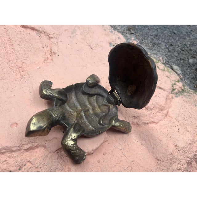 Brass Large Turtle Design Brass Ashtray With Lid For Sale - Image 8 of 8