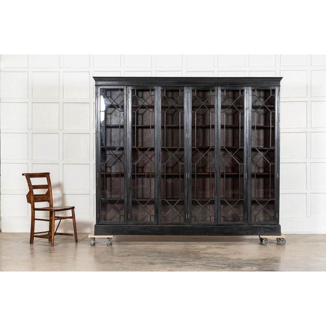Large 19th Century English Glazed Ebonised Mahogany Bookcase, 1880 For Sale - Image 4 of 13