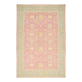 12x18 Fine Hand-Knotted Afghan Sultanabad Ziegler Rug in Hot Pink & Blue For Sale