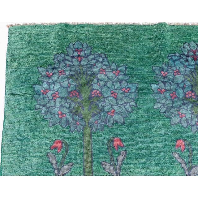 Arts & Crafts Irish Arts & Crafts Vintage Forest Green Rug By C.F.A. Voysey (Fragment) For Sale - Image 3 of 8