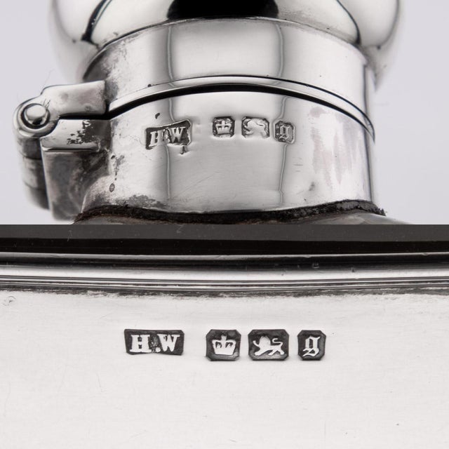 Silver 20th Century Edwardian Solid Silver & Glass Hip Flask from Sheffield, 1910s For Sale - Image 8 of 9