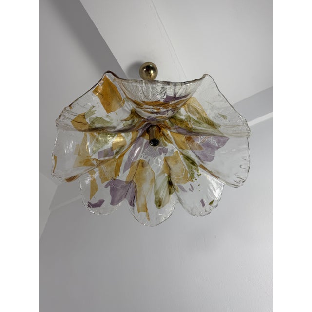 1970s Large Murano Glass and Brass Chandelier from La Murrina, 1970s For Sale - Image 5 of 16