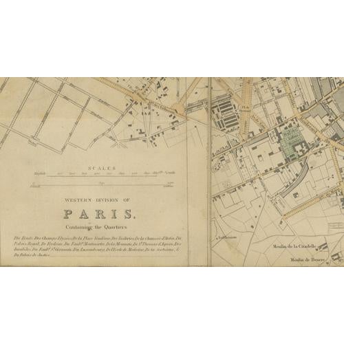 Antique Linen Backed Hand-Colored Map Paris, 1855 For Sale - Image 6 of 12