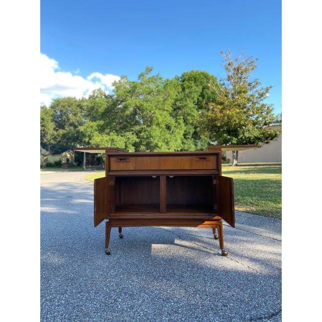 Fold-Out Dry Bar or Console Table on Casters | Mid Century Modern For Sale - Image 4 of 12