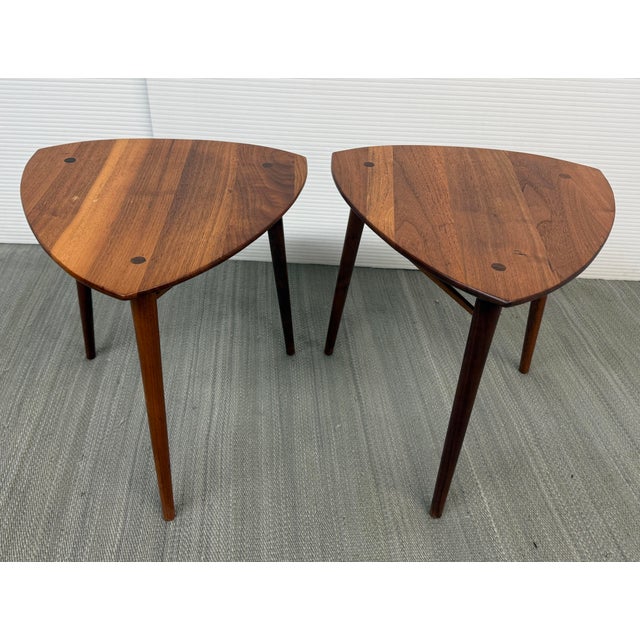 Brown Kipp Stewart for Winchendon Furniture Guitar Pick Side Tables, Pair For Sale - Image 8 of 12